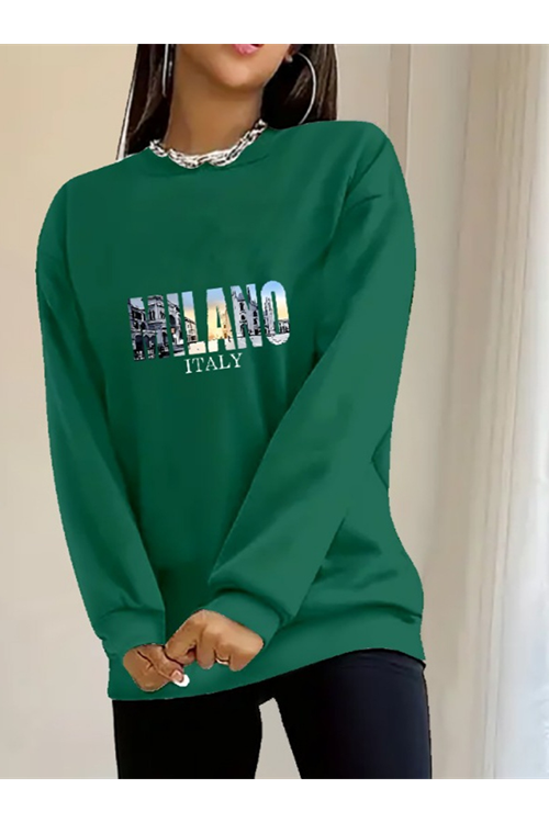 Kadın Uzun Kollu Bisiklet Yaka Desenli Viskon Iki Iplik Bluz