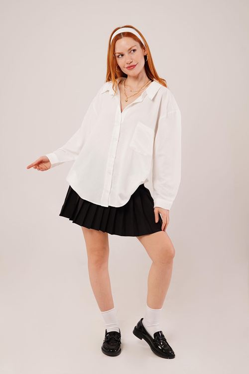 Basic Oversize Beyaz Gömlek