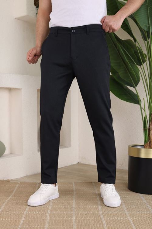 Erkek Casual Slim Fit Cord Desenli Kumaş Pantolon