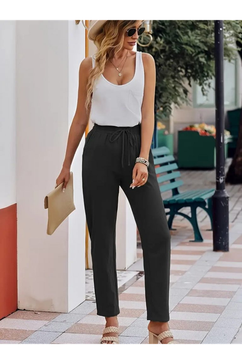 Kadın Beli Lastikli Keten Pantolon