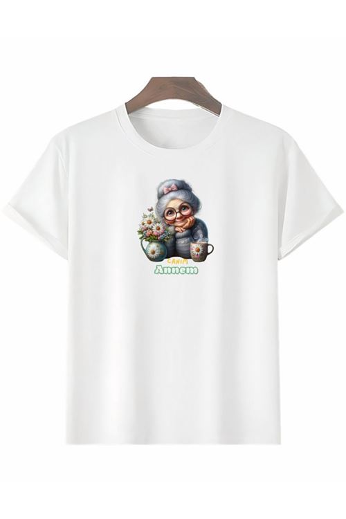 Anneler Gününe Özel Tasarım Canım Annem Baskılı T-shirt - Beyaz