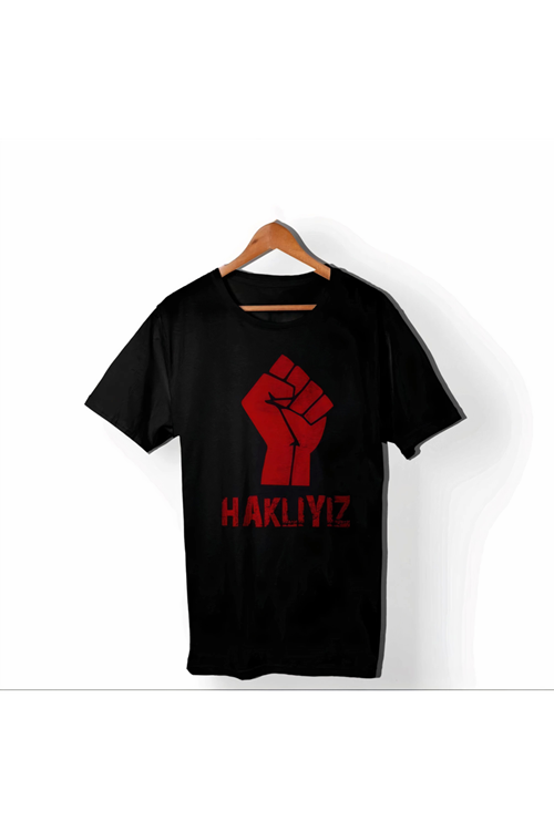 1 Mayıs Emekçilerimiz İçin Özel Tasarım HAKLIYIZ Baskılı T-shirt - Siyah