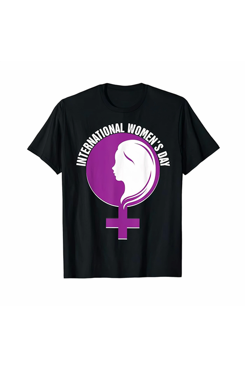 8 Mart Dünya Kadınlar Günü İçin Özel Baskılı T-shirt - Siyah