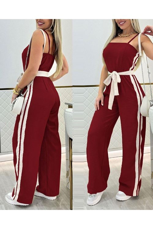 Kadın Ip Askılı Straplez Belden Kuşaklı Viskon Iki Iplik Tulum