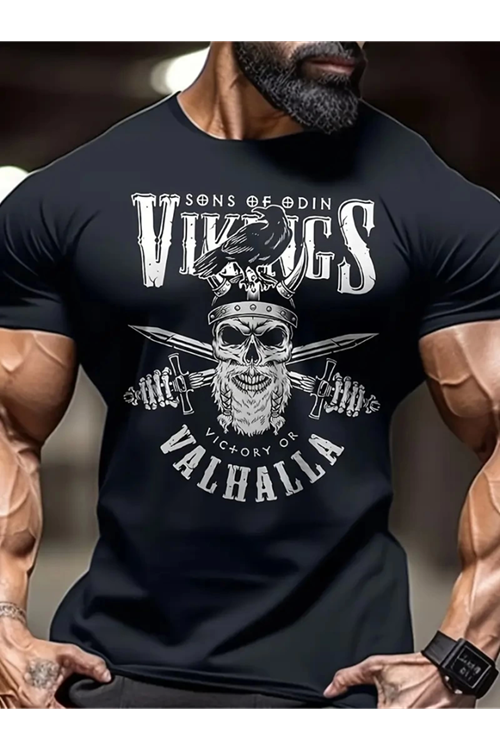 Baskılı Oversize Bisiklet Yaka T-shirt - Siyah