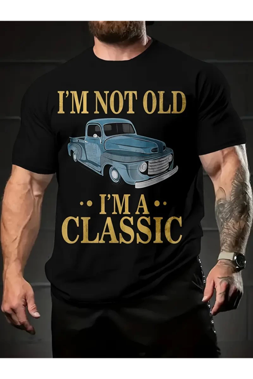 Baskılı Oversize Bisiklet Yaka T-shirt - Siyah