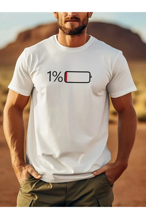 Baskılı Oversize Bisiklet Yaka T-shirt - Beyaz