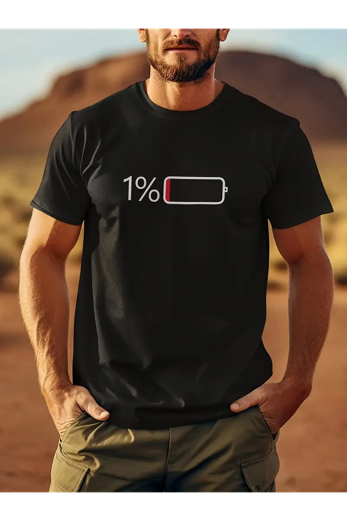 Baskılı Oversize Bisiklet Yaka T-shirt - Siyah