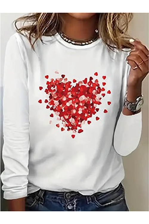 Kadın Uzun Kollu Bisiklet Yaka Baskılı Viskon Bluz