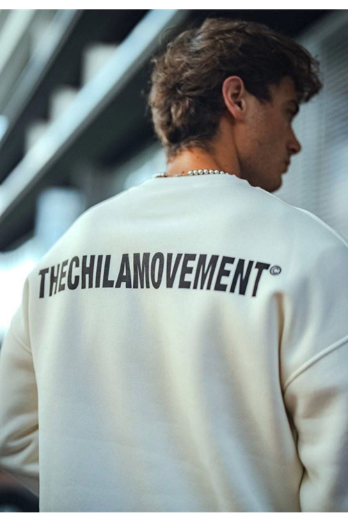 Kışlık Bisiklet Yaka Oversize Baskılı SweatShirt - Beyaz