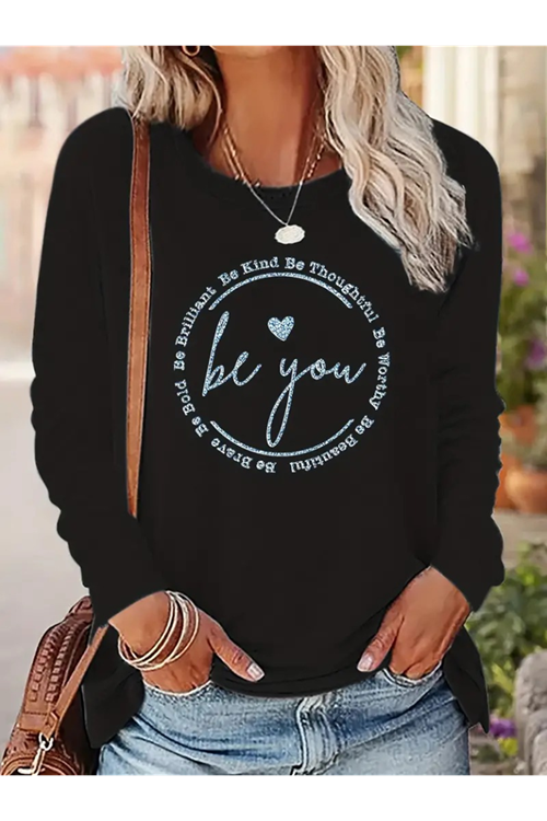 Kadın Uzun Kollu Bisiklet Yakabe Youdesenli Viskon Bluz