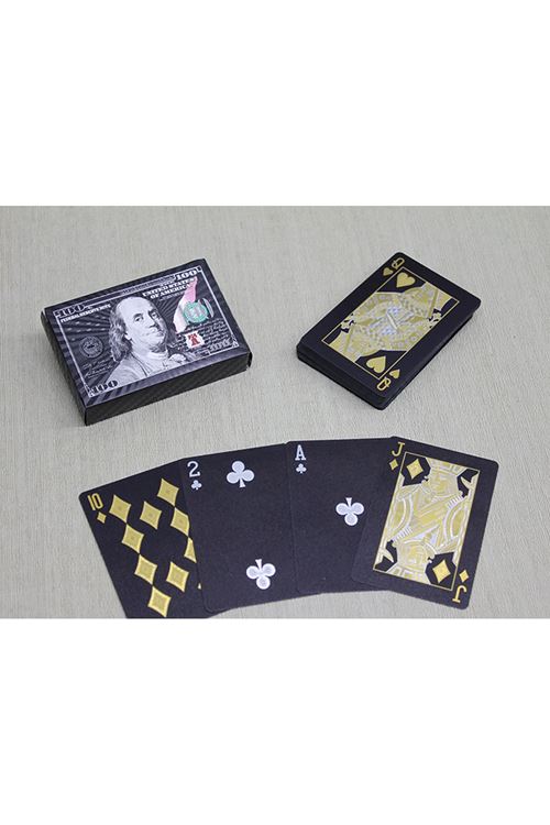 Gümüş Dolar Tasarımlı Siyah İskambil Oyun Kartı