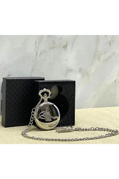 Özel Kutulu Osmanlı Tuğralı Gümüş Köstekli Saat