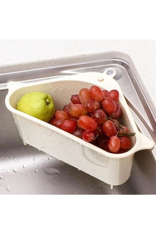 BUFFER® Vantuzlu Üçgen Sebze Meyve  Lavabo Raf Evye Süzgeç Sünger Tutucu Düzenleyici Mutfak Organize