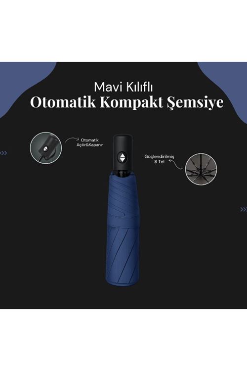 Mavi Kılıflı Otomatik Kompakt Şemsiye