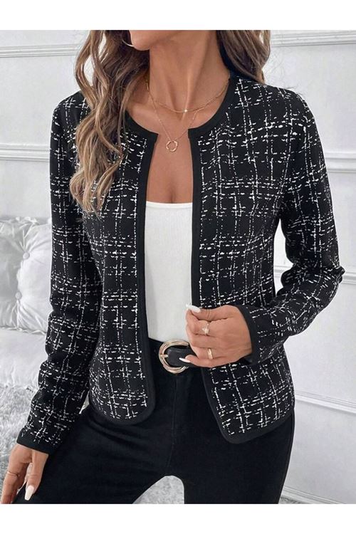 Kadın Uzun Kollu önü Açık şanel Kısa Ceket