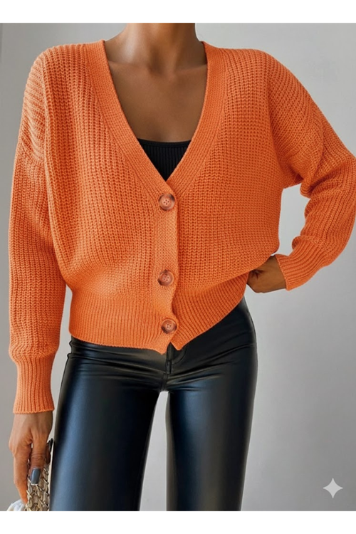 Kadın Uzun Kollu Düğme Detay Triko Bluz