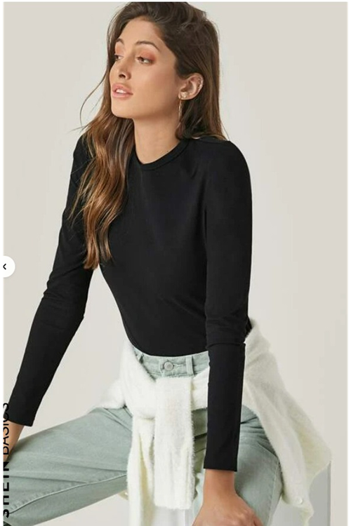 Kadın Uzun Kollu Bisiklet Yaka Süprem Bluz