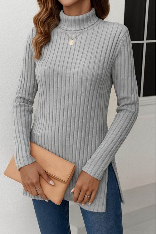 Kadın Uzun Kollu Balıkçı Yaka Yandan Yırtmaçlı şardonlu Kaşkorse Bluz