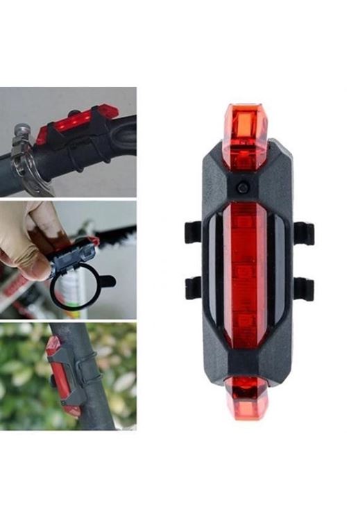 BUFFER® Usb Şarj Edilebilir Parlak Bisiklet Led Lamba Su Geçirmez Güvenlik Uyarı Arka Lamba Işığı