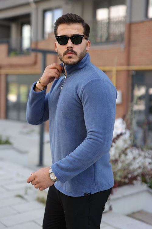 Erkek Zip Yaka Beli Lastikli Polar