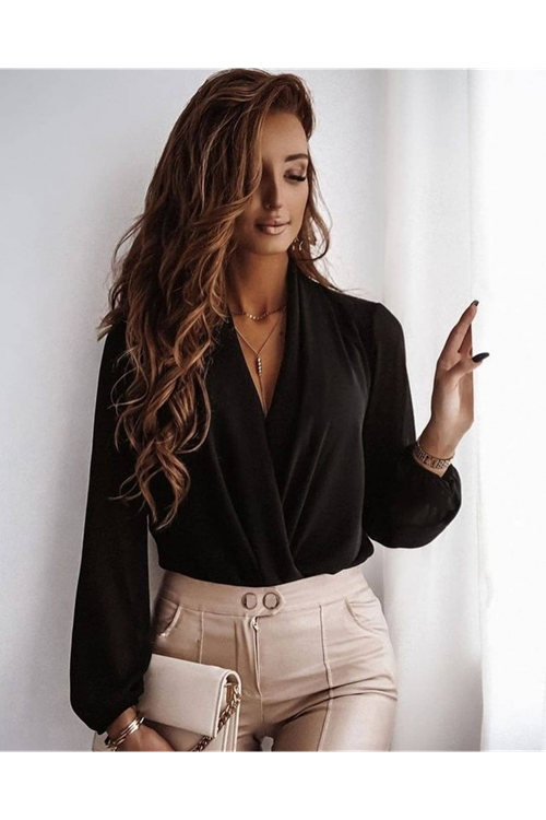 Kadın Uzun Kollu Kruvaze Yaka Sandy Bluz