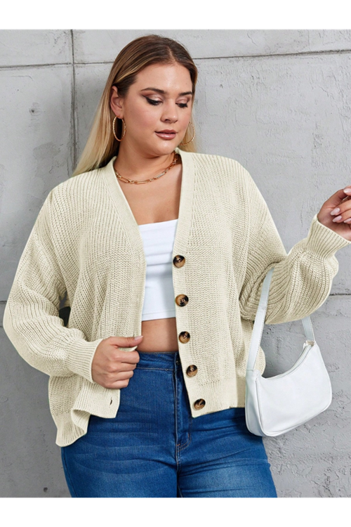 Kadın Beş Düğme Büyük Beden Triko Hırka