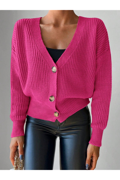 Kadın Uzun Kollu Düğme Detay Triko Bluz