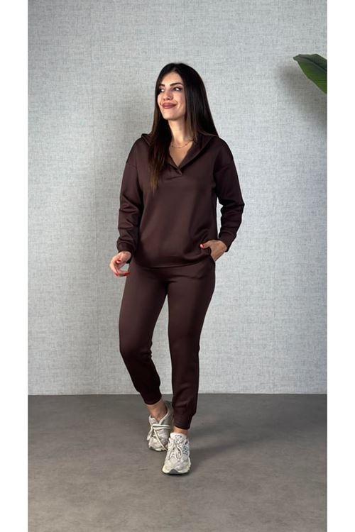Kadın Uzun Kollu Kapüşonlu Ikili Takım
