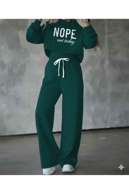 Kadın Uzun Kollu Nope Baskılı Beli Ribanalı Ikili Takım