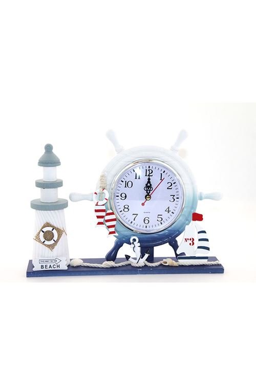 Ahşap Marin Deniz Feneri Dümenli Saat