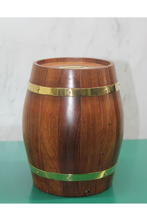 Pirinç Detaylı Fıçı Kumbara Model 3