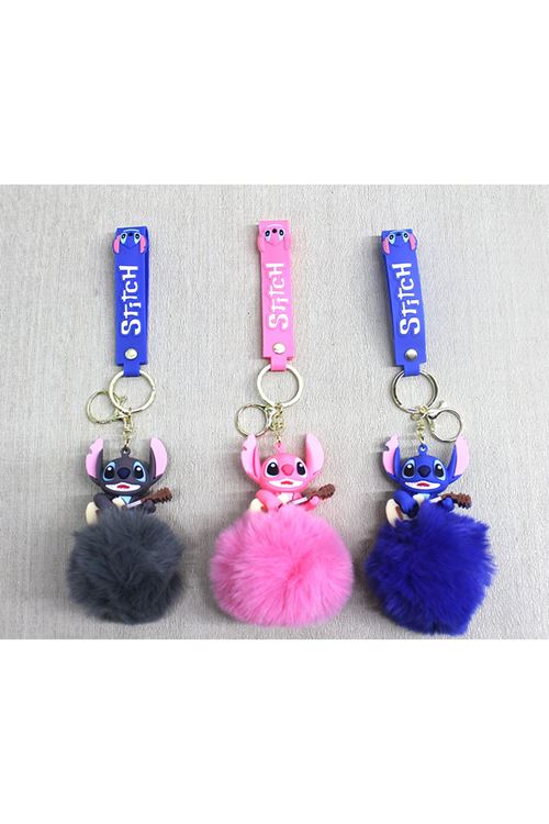 Ponponlu Stitch Anahtarlık