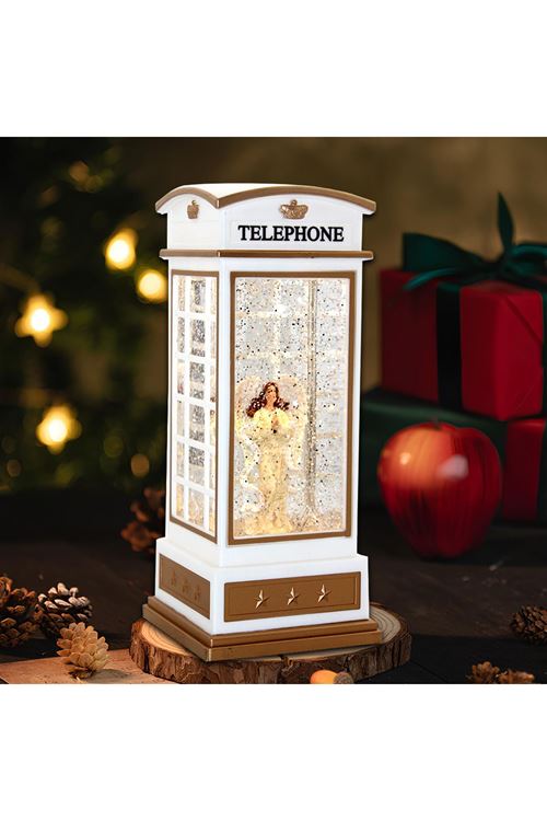 Telefon Kulübeli Işıklı Müzikli Kar Küresi