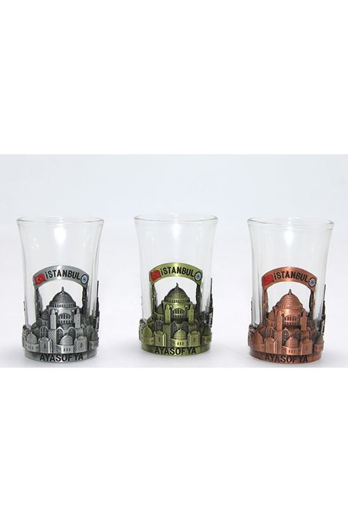 Tekli Metal Cam Bardaklı Shot Bardak