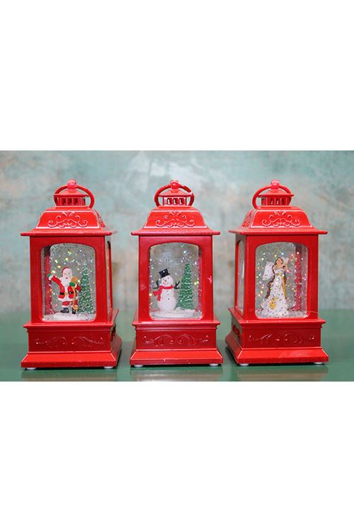 Yılbaşı Temalı Işıklı Müzikli Kar Küresi Kırmızı Tasarımlı