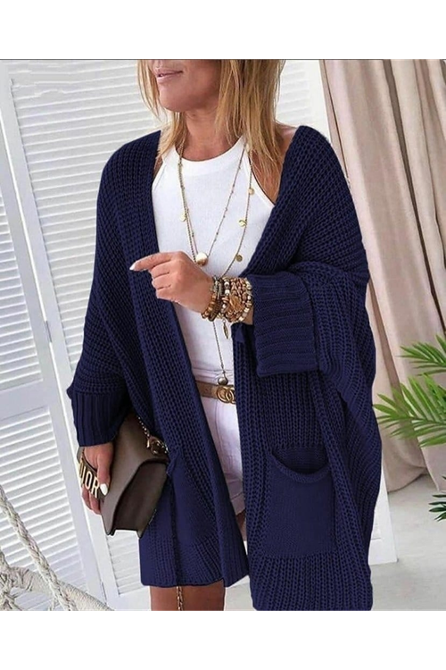 Oversize Kalıp Cepli Salaş Triko Hırka Laci