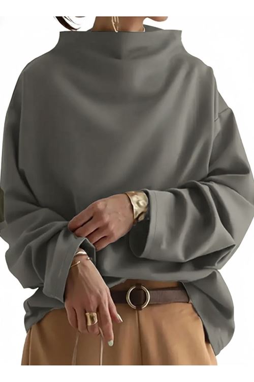 Kadın Uzun Kollu Geniş Balıkçı Yaka Modal Bluz