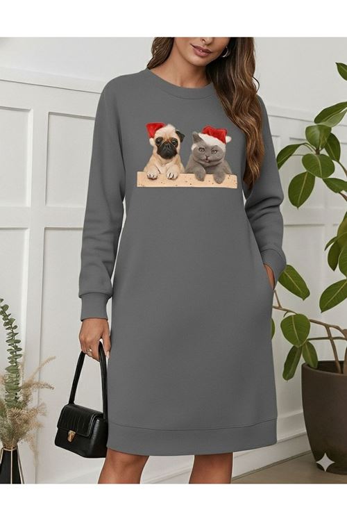 Kadın Uzun Kollu Bisiklet Yaka Desenli Viskon Iki Iplik Bluz