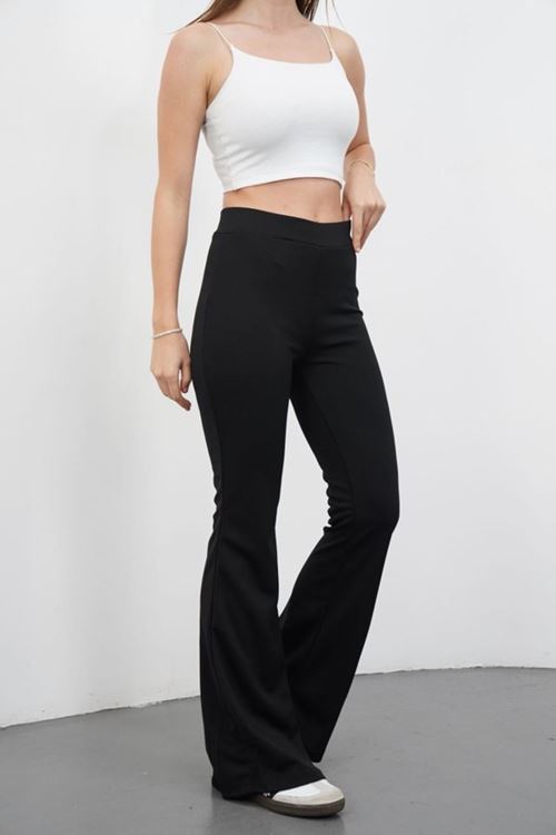 Kadın Yüksek Bel Krep Kumaş Bol Paça Pantolon