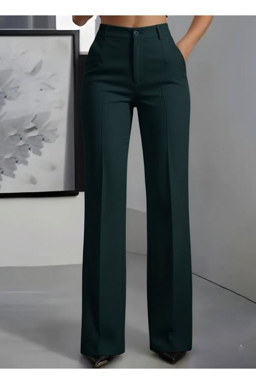 Kadın Yüksek Bel Cepli Ithal Krep Pantolon
