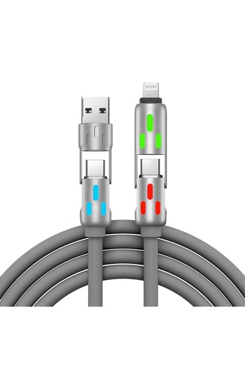 BUFFER® 4'ü 1arada Hızlı Şarj Etme Özellikli Bir Ucu TYPE-C ve USB-A Diğer Ucu TYPE-C ve Lightning Uçlu 240W Şarj Kablosu