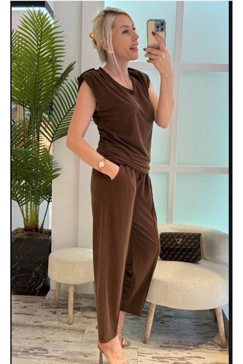 Kadın Vatkalı Düşük Kol Rahat Kesim İkili Takım