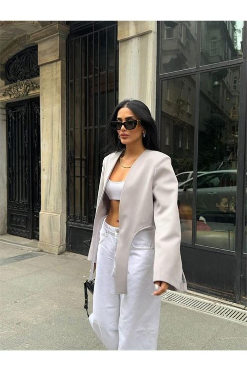 CROP CEKET BAĞLAMA KUYRUKLU - Gri