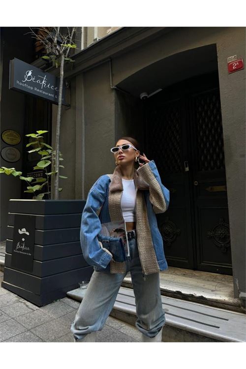 CHANEL GARNİLİ KOT MONT - Bej