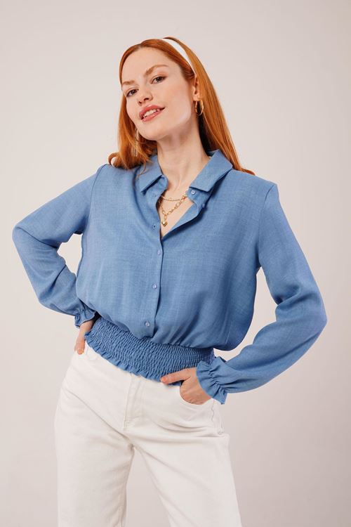 Bel Ve Bilek Lastikli Mavi Bluz