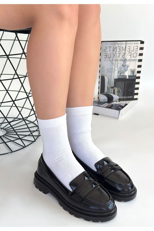 Narli Siyah Rugan Oxford Ayakkabı