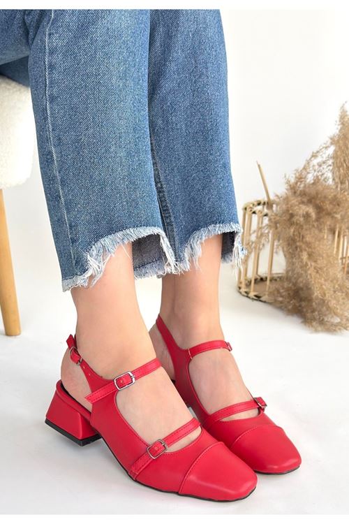 Doran Kırmızı Cilt Topuklu Ayakkabı