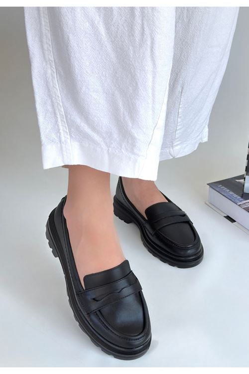 Narli Siyah Cilt Oxford Ayakkabı