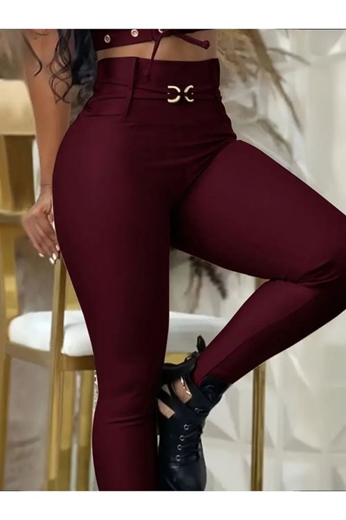 Kadın Yüksek Bel Belden Toka Detaylı Dalgıç Tayt